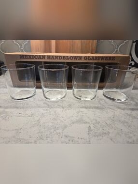 Handblown Mexican Clear Glass Tumbler Set